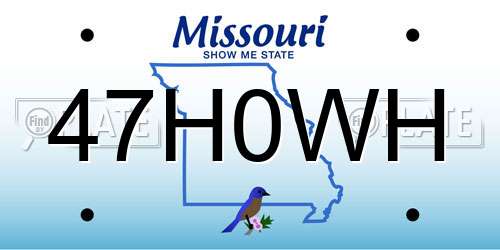 47H0WH Missouri License Plate