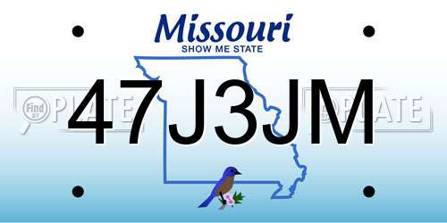 47J3JM Missouri License Plate