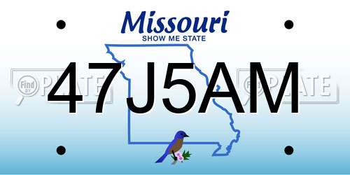 47J5AM Missouri License Plate