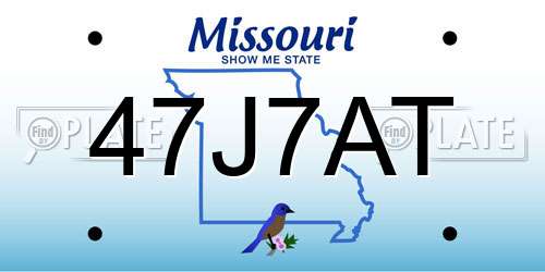 47J7AT Missouri License Plate