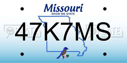 47K7MS Missouri License Plate