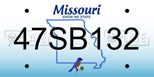 47SB132 Missouri License Plate