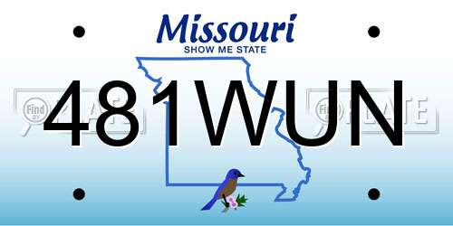 481WUN Missouri License Plate