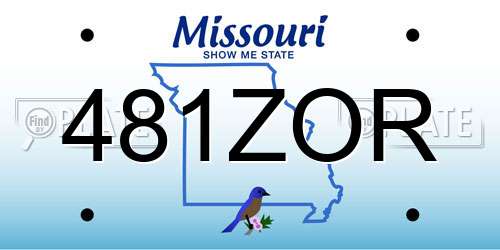 481ZOR Missouri License Plate