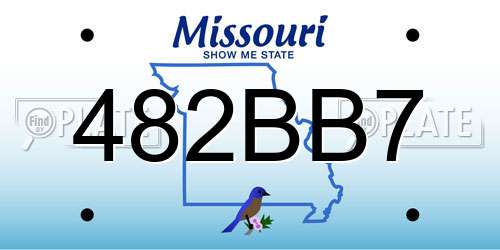 482BB7 Missouri License Plate