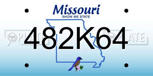 482K64 Missouri License Plate