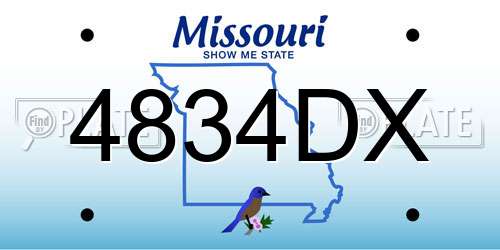 4834DX Missouri License Plate