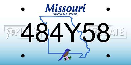 484Y58 Missouri License Plate