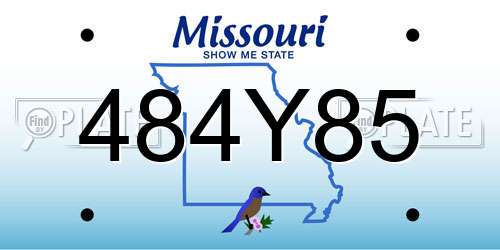 484Y85 Missouri License Plate