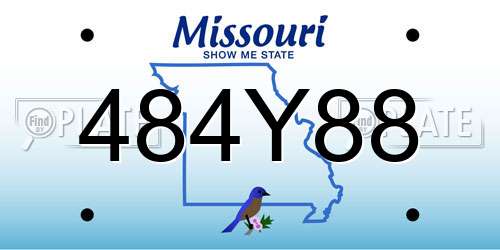 484Y88 Missouri License Plate