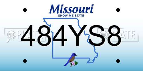 484YS8 Missouri License Plate
