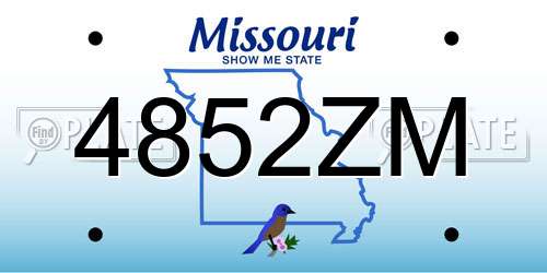 4852ZM Missouri License Plate