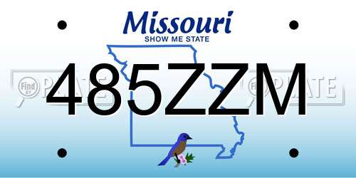 485ZZM Missouri License Plate