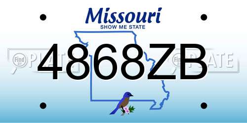 4868ZB Missouri License Plate