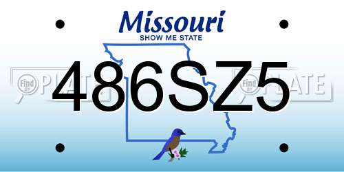 486SZ5 Missouri License Plate