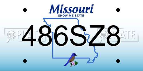 486SZ8 Missouri License Plate