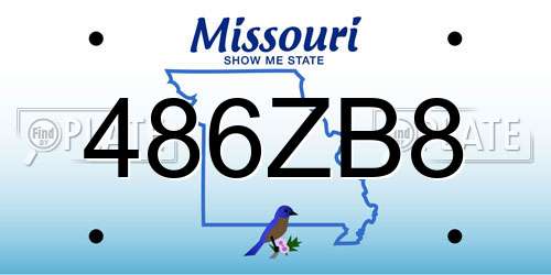 486ZB8 Missouri License Plate