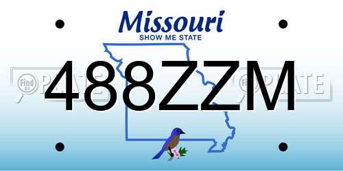 488ZZM Missouri License Plate