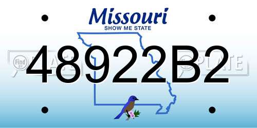 48922B2 Missouri License Plate