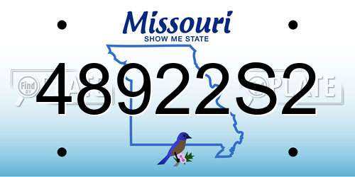 48922S2 Missouri License Plate