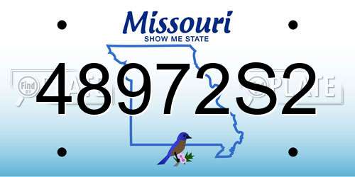 48972S2 Missouri License Plate