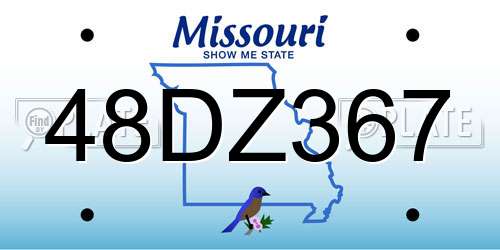 48DZ367 Missouri License Plate