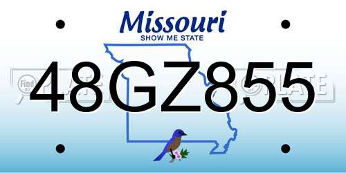 48GZ855 Missouri License Plate