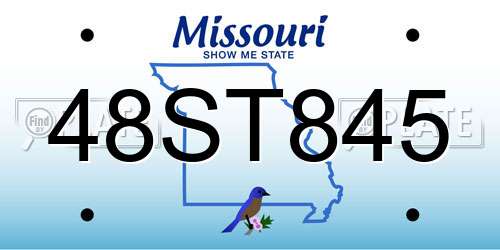 48ST845 Missouri License Plate