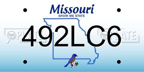 492LC6 Missouri License Plate