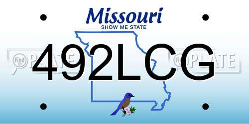 492LCG Missouri License Plate