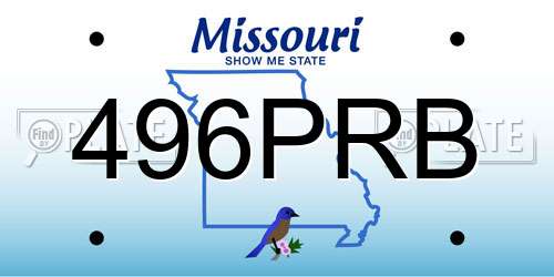 496PRB Missouri License Plate