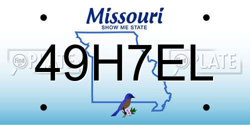 49H7EL Missouri License Plate