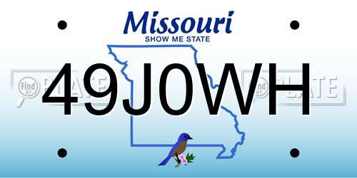 49J0WH Missouri License Plate