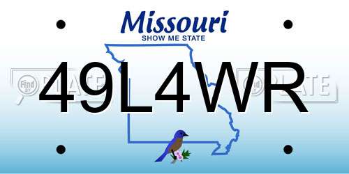49L4WR Missouri License Plate