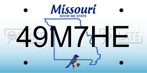 49M7HE Missouri License Plate