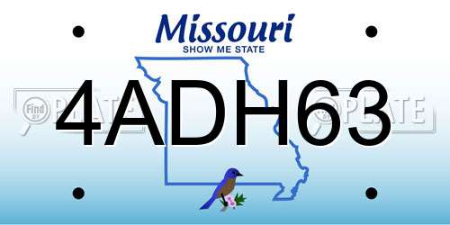 4ADH63 Missouri License Plate