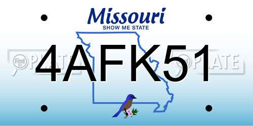 4AFK51 Missouri License Plate