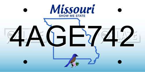 4AGE742 Missouri License Plate