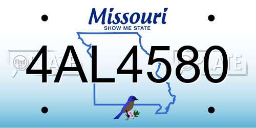 4AL4580 Missouri License Plate