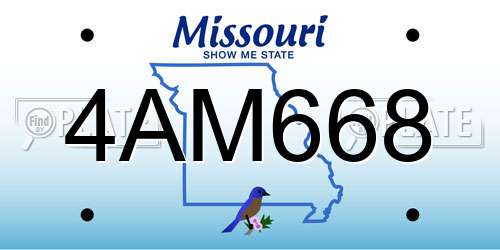4AM668 Missouri License Plate