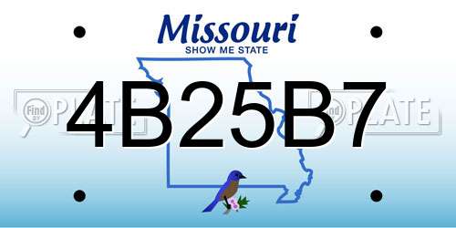 4B25B7 Missouri License Plate