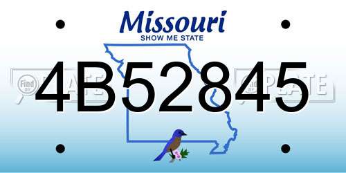 4B52845 Missouri License Plate