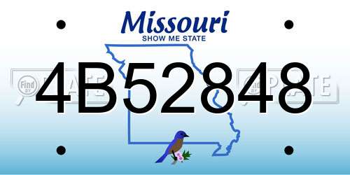 4B52848 Missouri License Plate