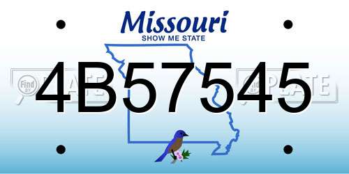 4B57545 Missouri License Plate