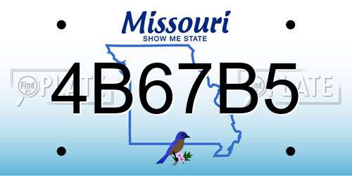4B67B5 Missouri License Plate