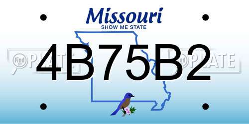 4B75B2 Missouri License Plate