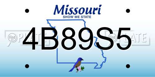 4B89S5 Missouri License Plate