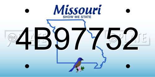 4B97752 Missouri License Plate