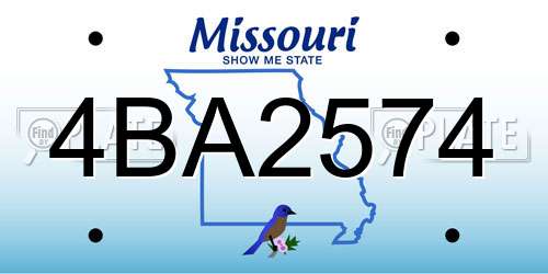 4BA2574 Missouri License Plate