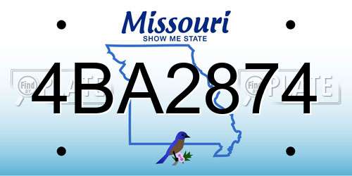 4BA2874 Missouri License Plate
